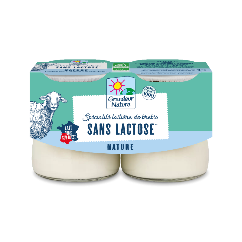Spécialité laitière lait de brebis nature à faible teneur en lactose 2x125g