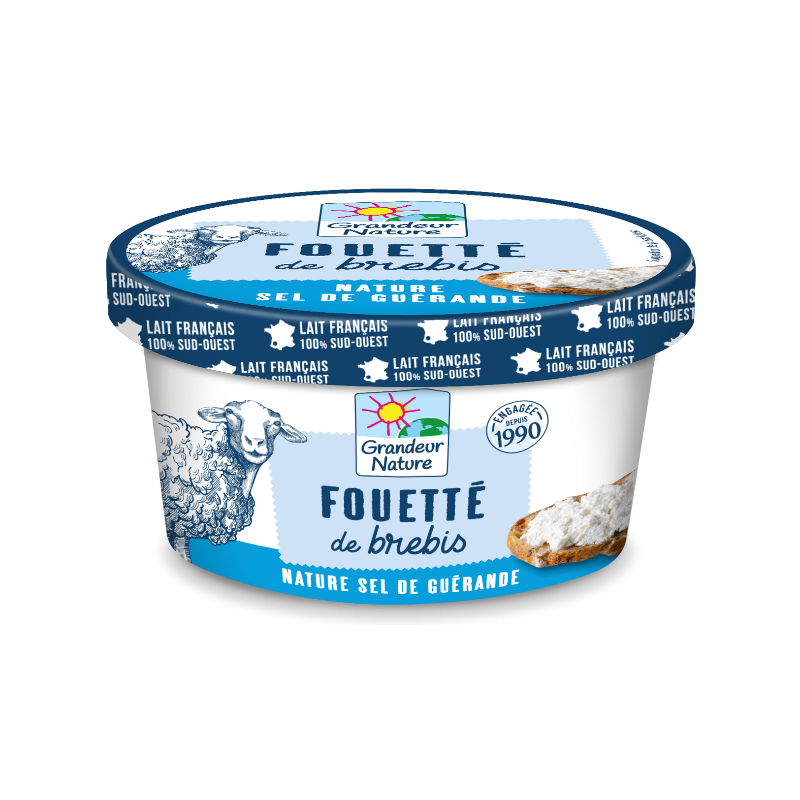 Fromage fouetté au lait de brebis pasteurisé nature sel de Guérande 140g