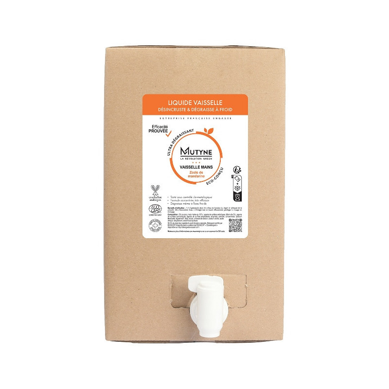 Liquide vaisselle main dégraissant zeste de mandarine en BIB 10l