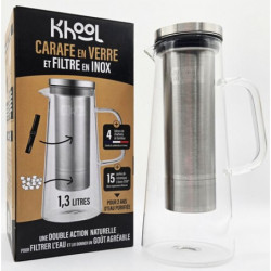 Carafe en verre 1.3l, 4 batons charbon et perles de céramique