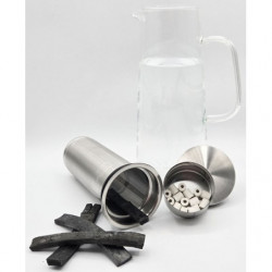 Carafe en verre 1.3l, 4 batons charbon et perles de céramique