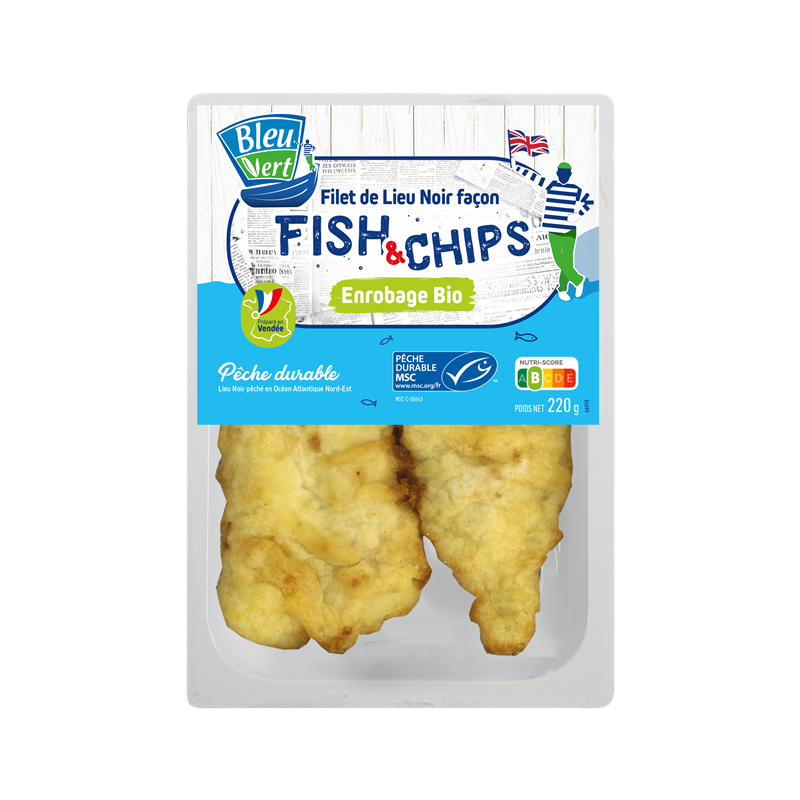 Filet de lieu noir façon fish&chips MSC enrobage bio 220g
