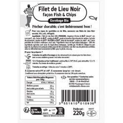 Filet de lieu noir façon fish&chips MSC enrobage bio 220g