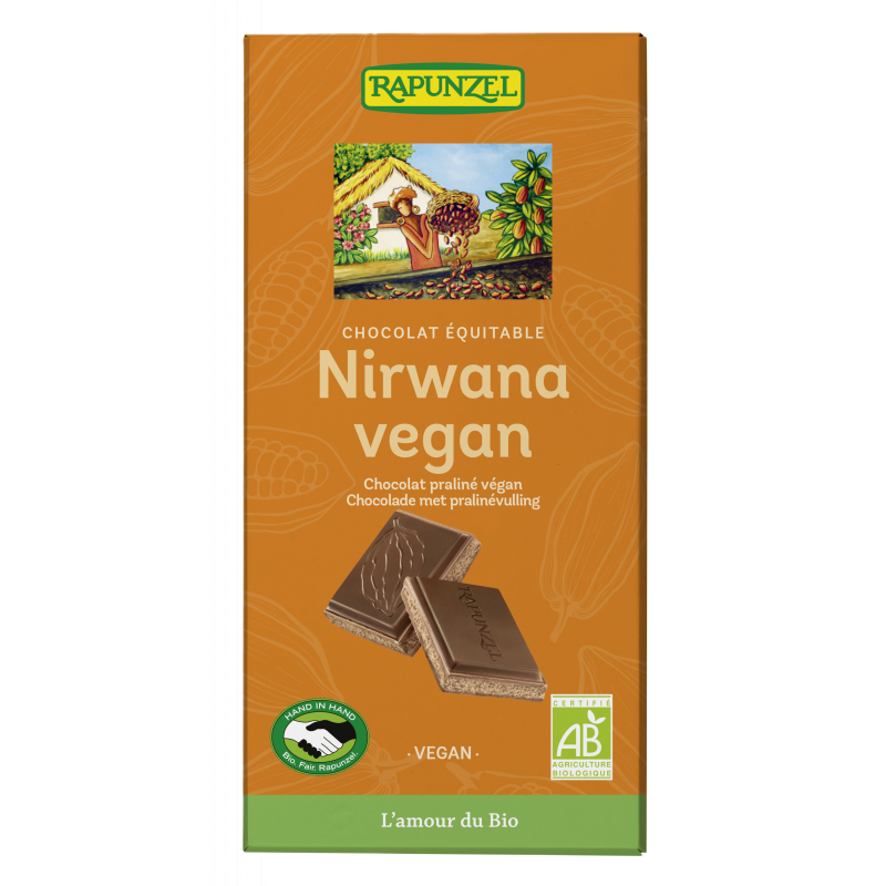 Chocolat végan Nirwana fourré praliné 100g