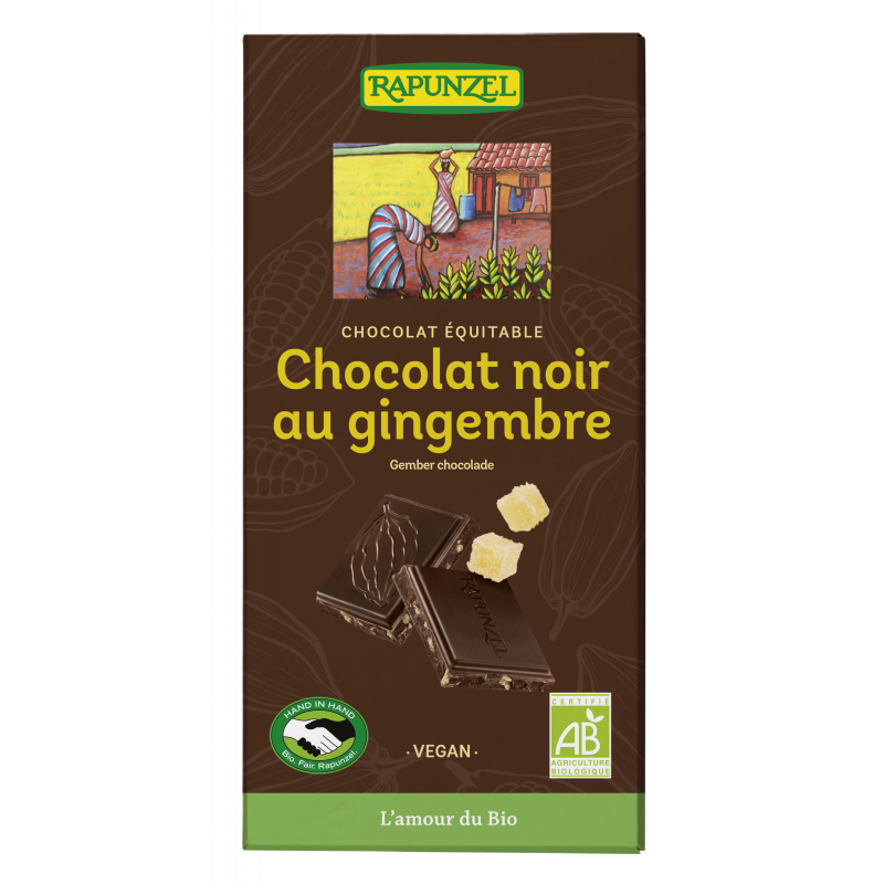 Chocolat noir au gingembre confit  80g