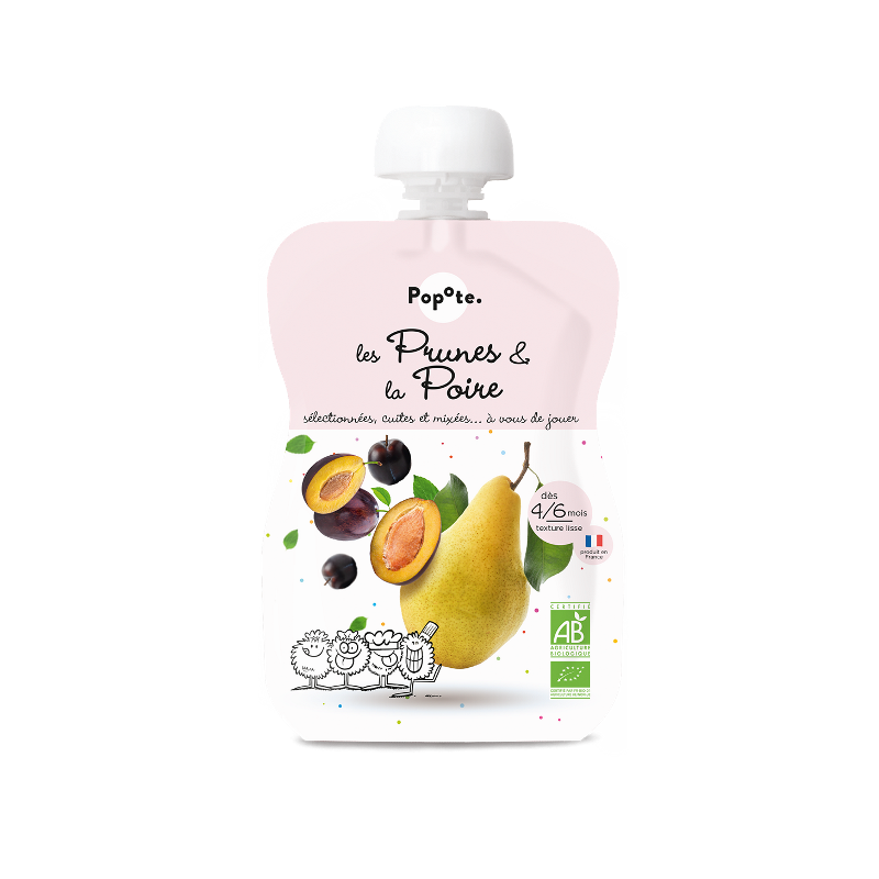 Purée de prune poire en gourde, dès 4/6 mois 120g