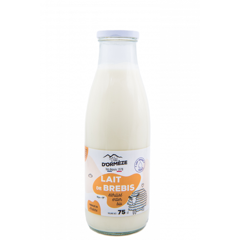 Lait brebis stérilisé en bouteille verre 75cl