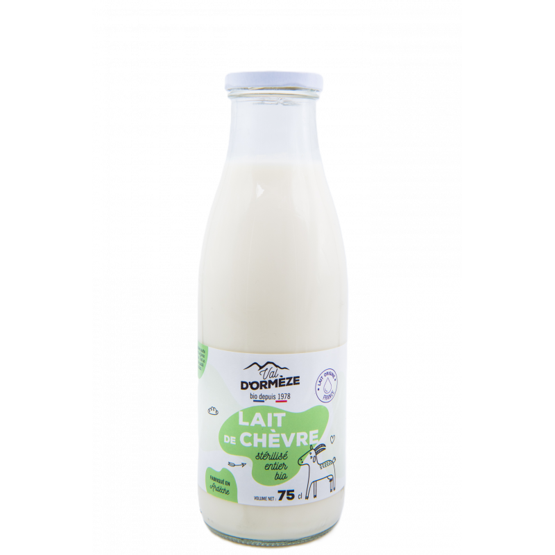 Lait chèvre stérilisé en bouteille verre 75cl