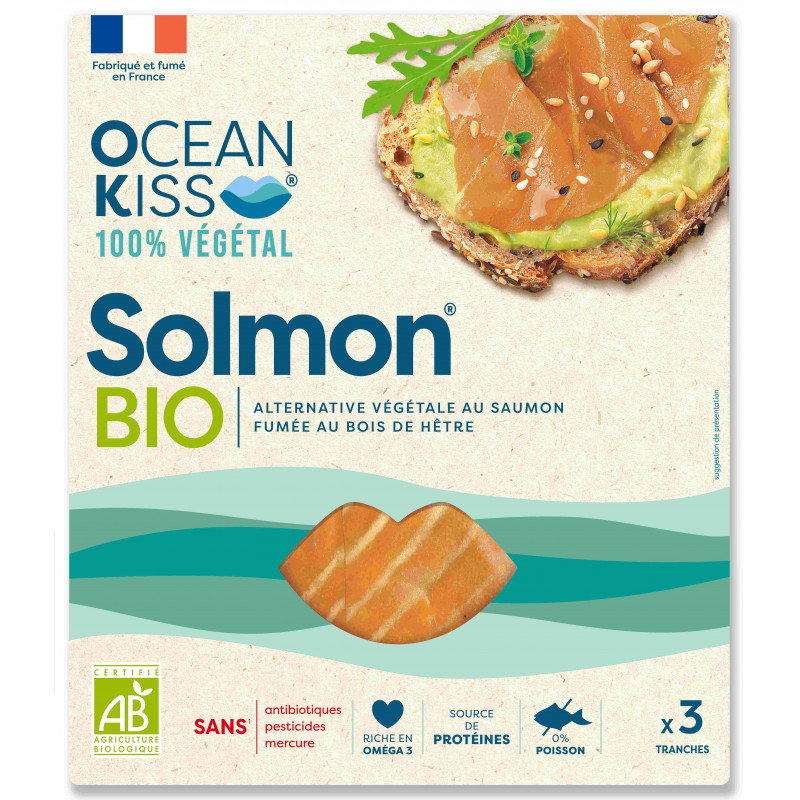 Solmon fumé, alternative végétale au saumon fumée au bois de hêtre, 75g
