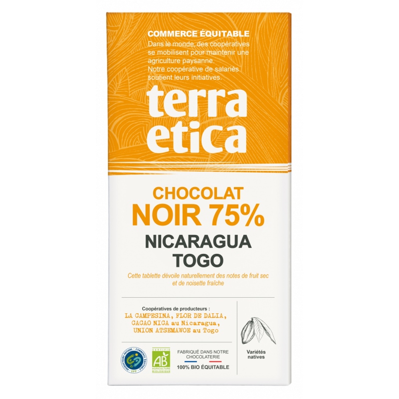 Tablette chocolat noir 75% de cacao 100g