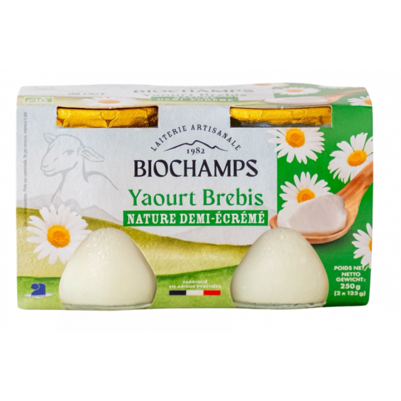 Yaourt brebis 1/2 écrémé 2x125g (pot verre)