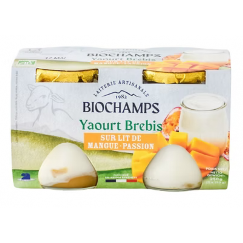 Yaourt brebis étuvé sur lit de mangue-passion 250g