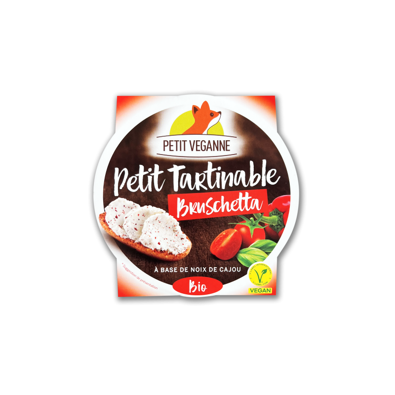 Petit tartinable bruschetta, spécialité végétale à base de noix de cajo