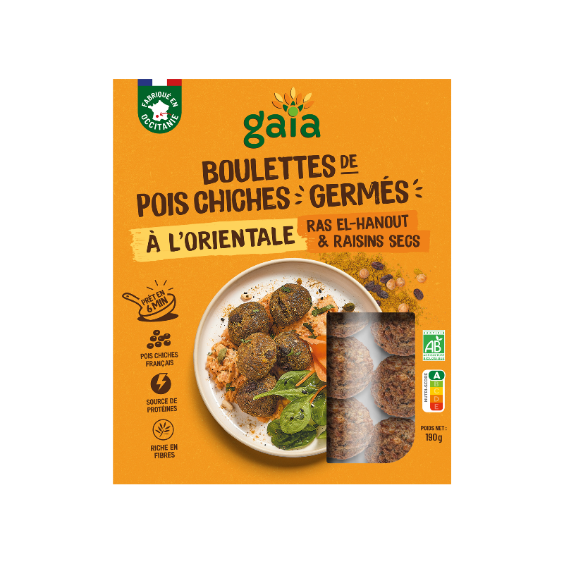 Boulettes de pois chiches germés, ras el-hanout raisin 190g