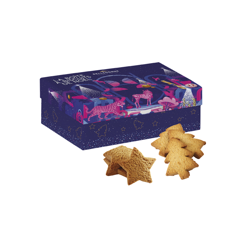 Boîte biscuits sapins et étoiles aux épices de Noël 200g