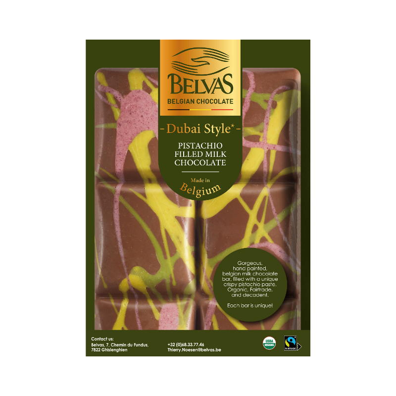 Chocolat Dubaï style, fourré pistache 100g