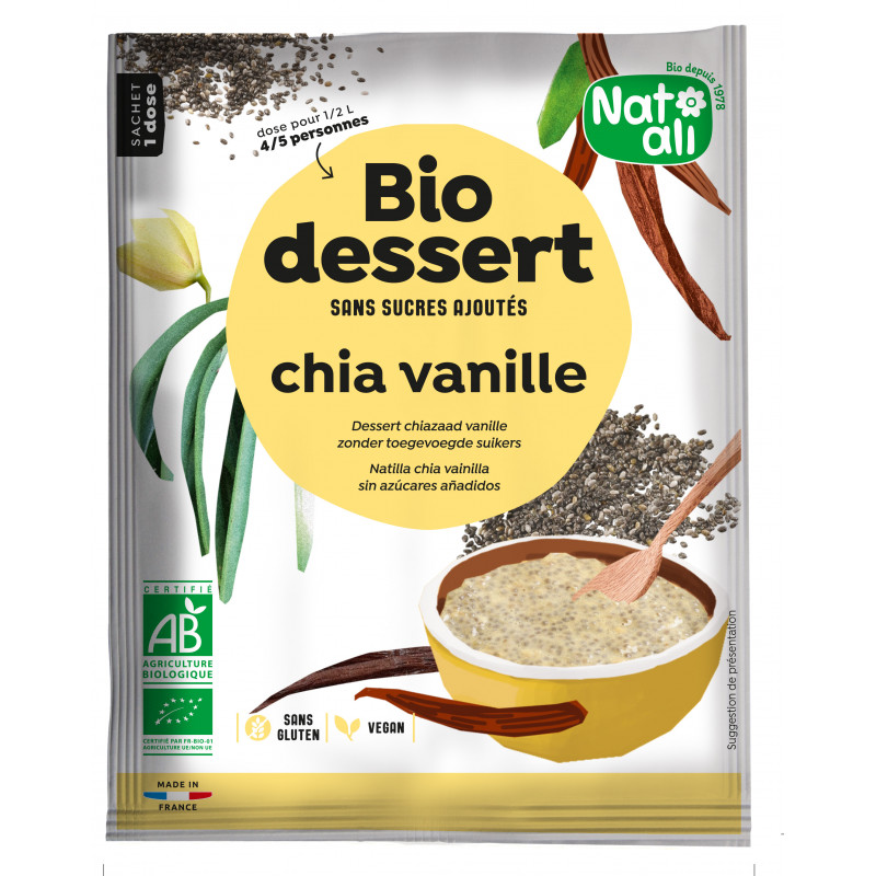 Préparation pour crème dessert chia citron au sucre de coco 60g (4/5 pers)