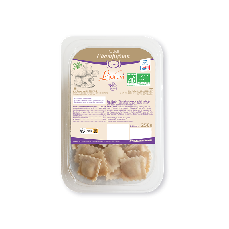 Ravioli champignons frais 250g