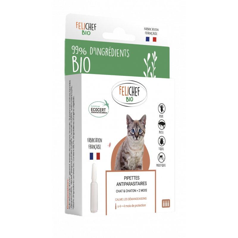 Pipette antiparasitaire chat et chaton x4