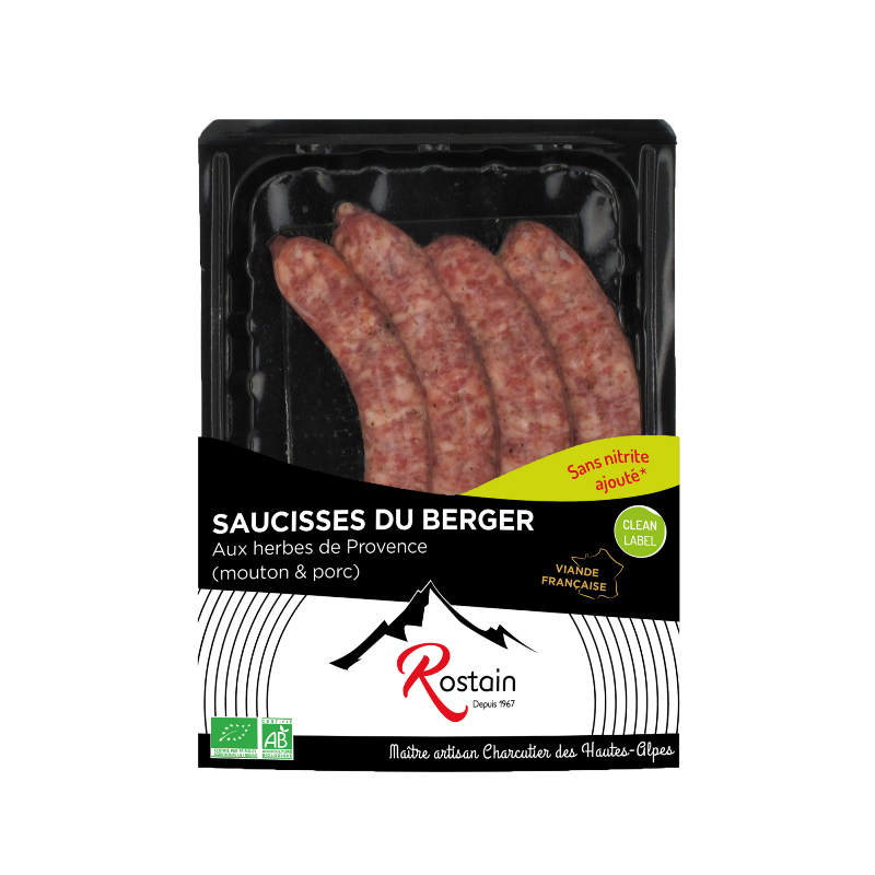Saucisses du berger aux herbes de Provence, sans nitrite ajouté, x4 220g