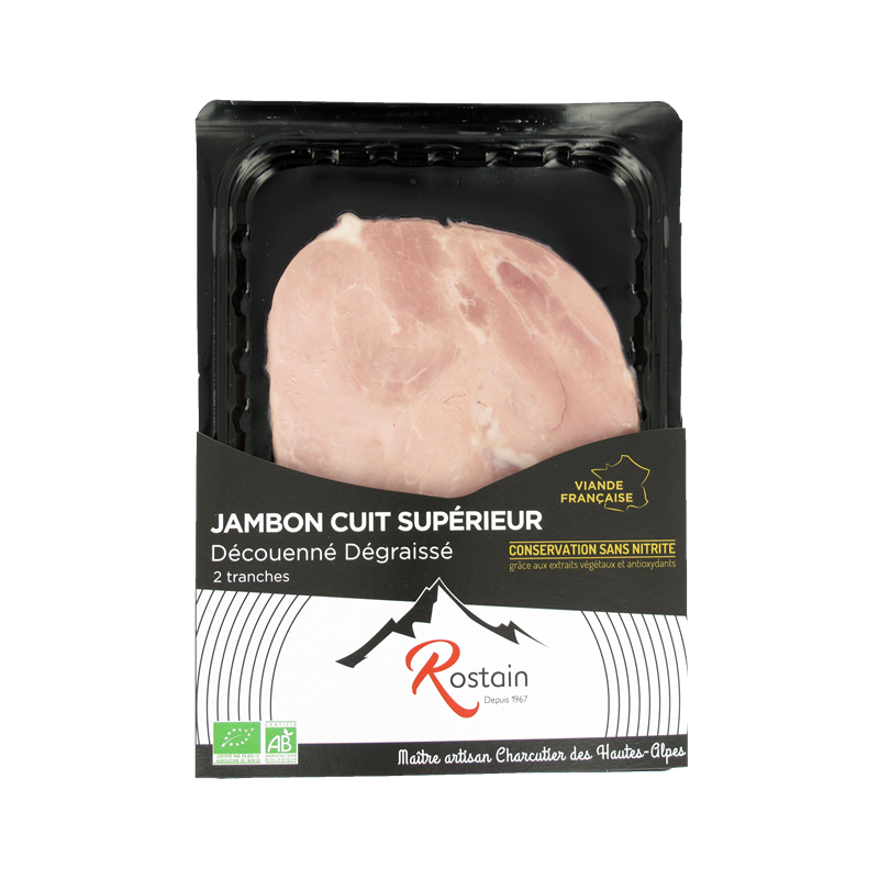 Jambon supérieur découenné-dégraissé, conservation sans nitrite, x2 90g