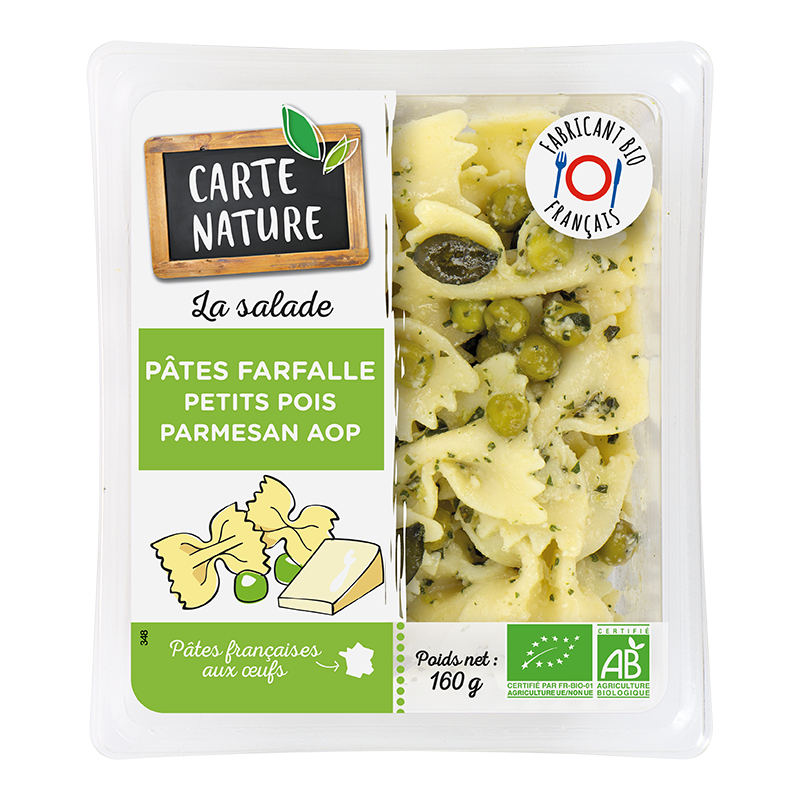 Salade de pâtes farfalles, petits pois et parmesan AOP 160g