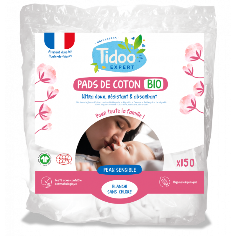 Pads rectangle de coton, sachet x150
