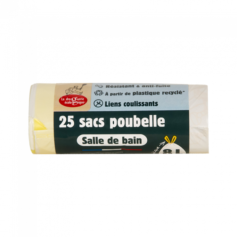 Sacs poubelle salle de bain coulissant 8l x25 en rouleau en display