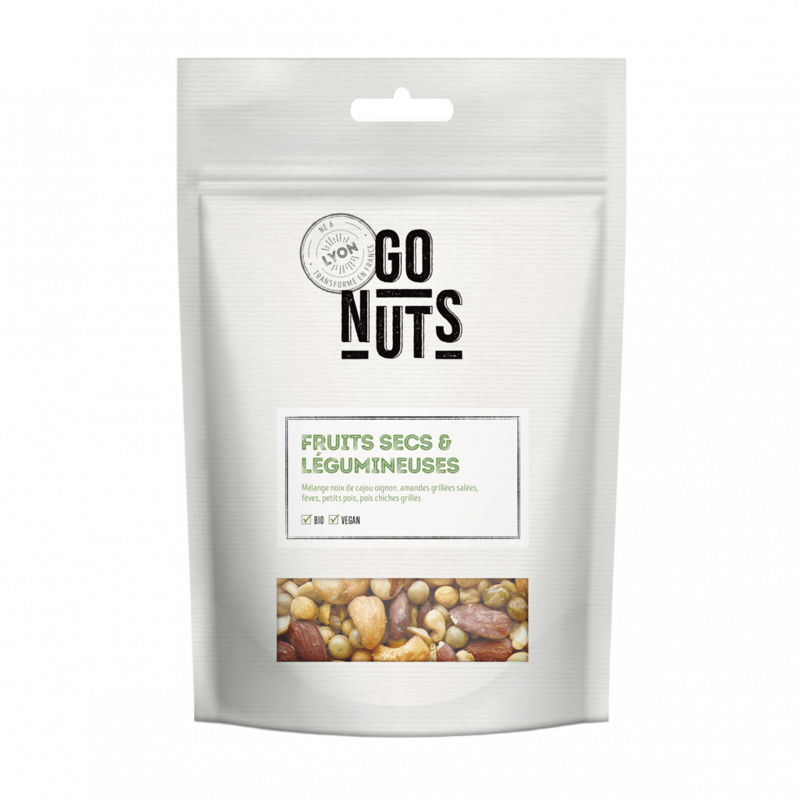 Mélange fruit sec et légumineuse: cajou, amande, fève, petit pois, p chiche 125g