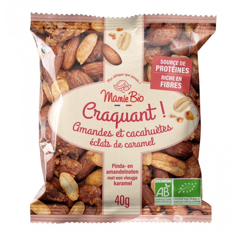 Mix amandes et cacahuètes, éclats de caramel en présentoir 12x40g