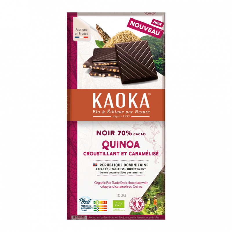 Chocolat noir 70% quinoa 100g