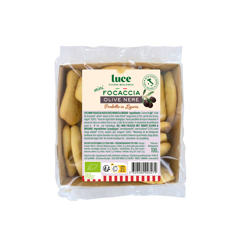 Mini foccacia olive noire 100g