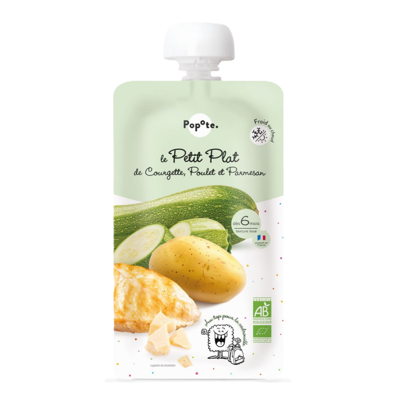 Plat courgette, poulet, parmesan en gourde, dès 6 mois 180g