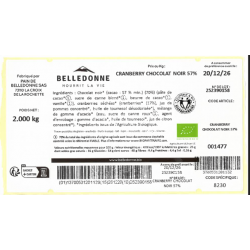 Cranberry enrobées de chocolat noir 57% 2kg
