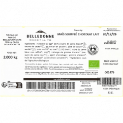 Maïs soufflé enrobé chocolat au lait 2kg
