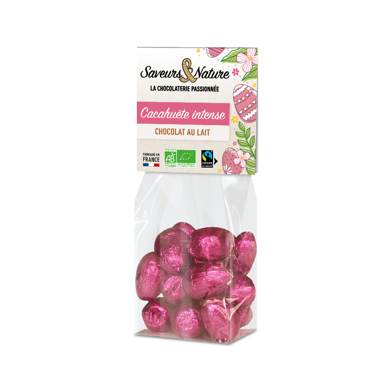 Sachet d'oeufs à la cacahuète enrobés de chocolat au lait 150g