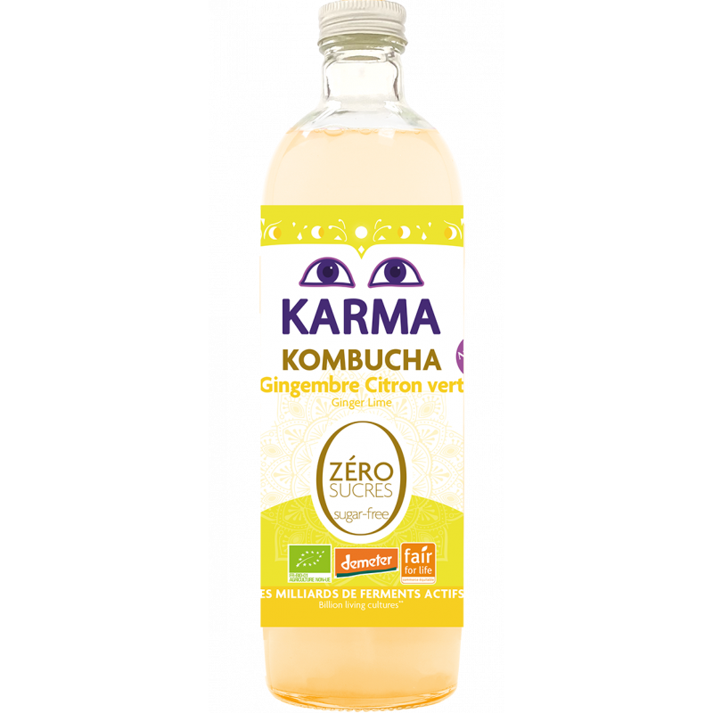 Kombucha gingembre citron vert sans sucres 75cl