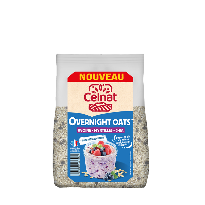 Overnight oats: avoine, myrtille, chia 300g