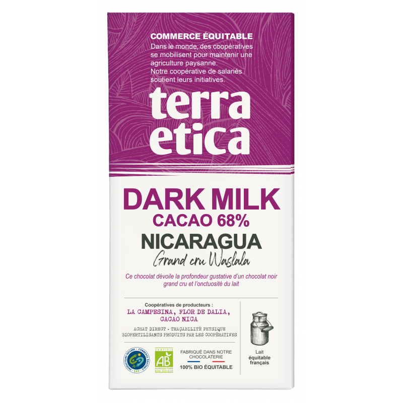 Tablette chocolat dark milk 68% 100g