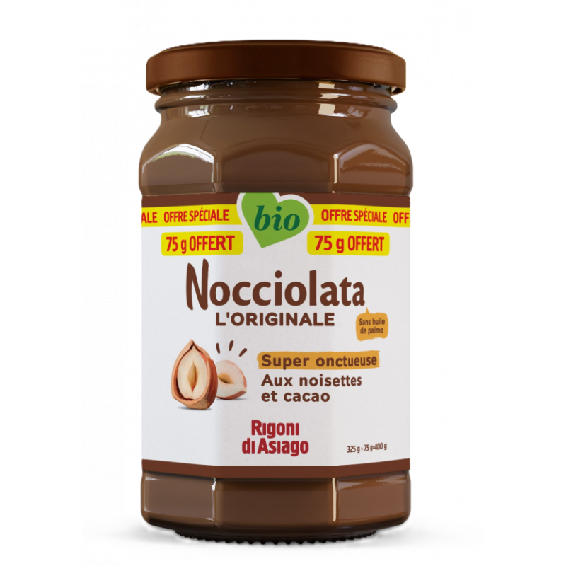 Nocciolata, pâte à tartiner cacao et noisettes 325g + 75g offert