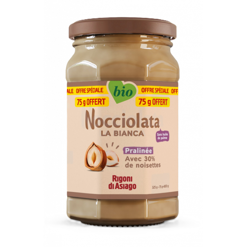 Nocciolata bianca, pâte à tartiner aux noisettes 325g + 75g