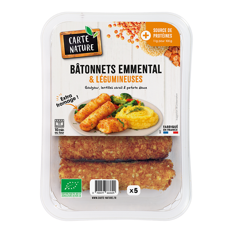 Bâtonnet emmental et légumineuse 185g