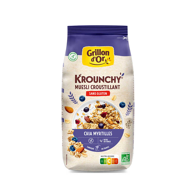 Krounchy avoine, chia et myrtille sans gluten 500g