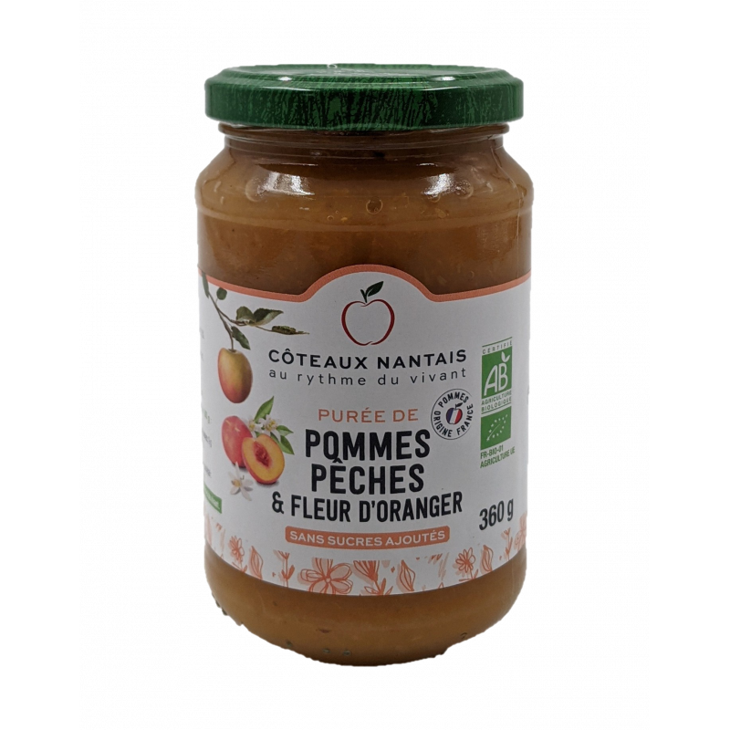 Purée pomme pêche fleur d'oranger 360g