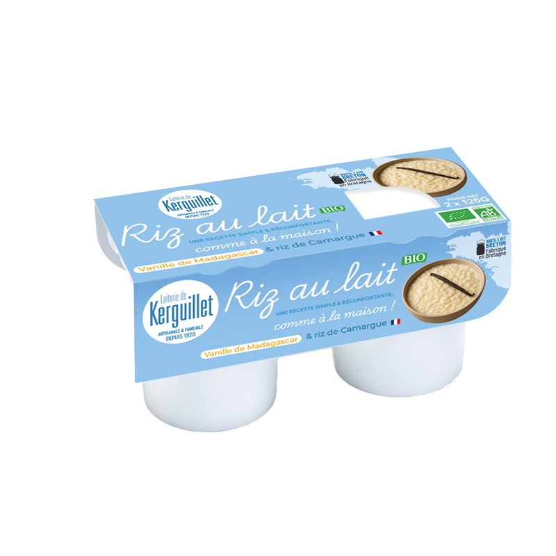 Dessert riz au lait entier 2x125g