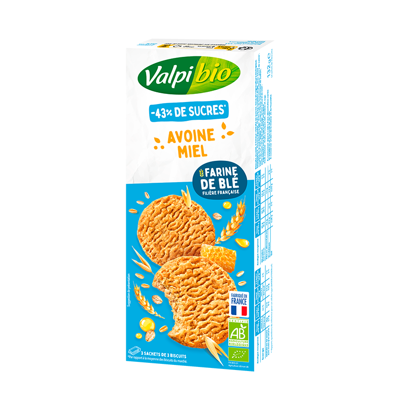 Biscuit céréales miel à l'avoine réduit en sucres 132g