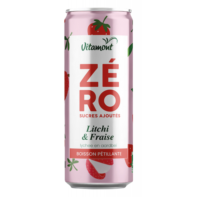 Zéro sucre litchi fraise en canette 25cl