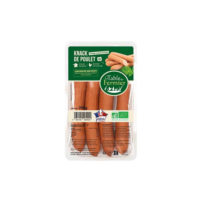 Knack de poulet x4 200g