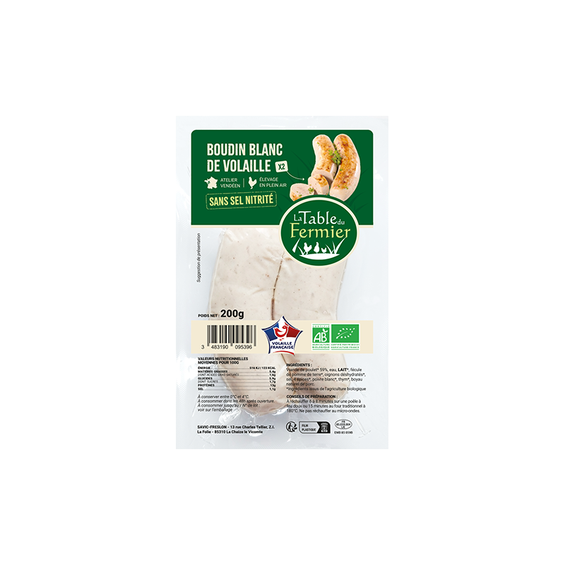 Boudin blanc de volaille x2 200g