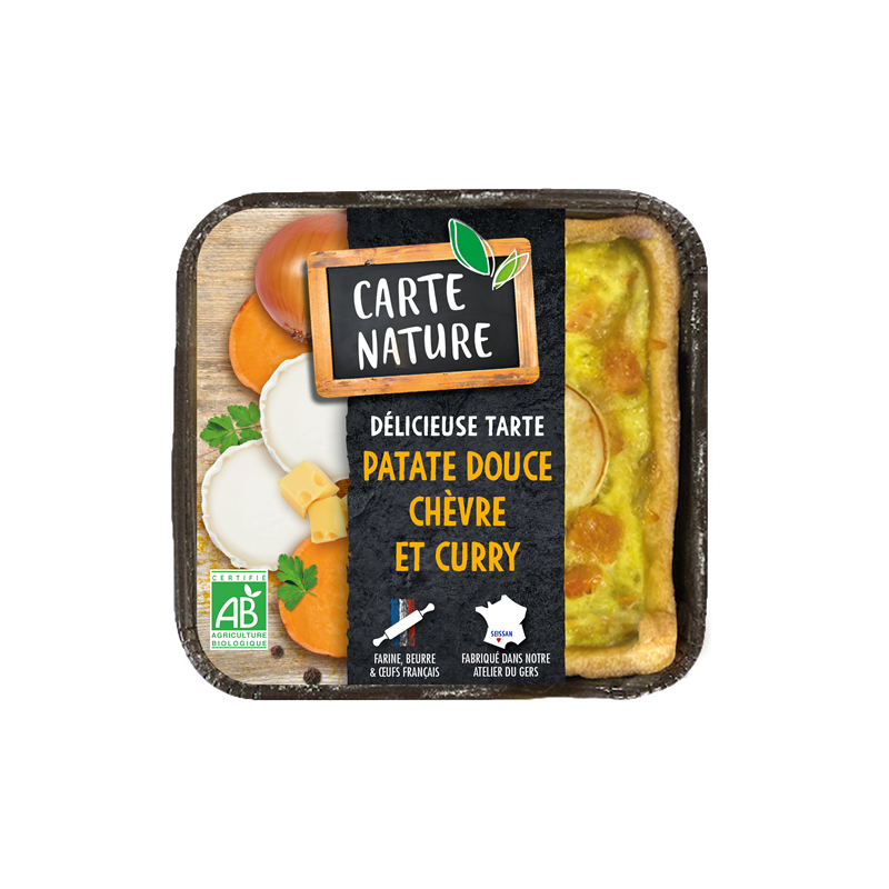 Tarte patate douce, chève et curry 190g